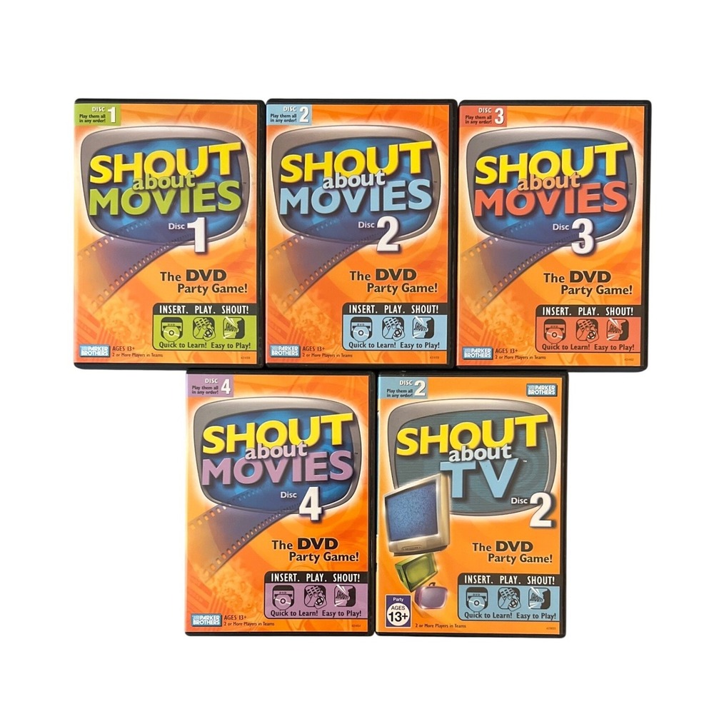 Shout About Movies Discs 1-4 & Shout About TV Disc 2 DVD Party Game Bundle Lot 5